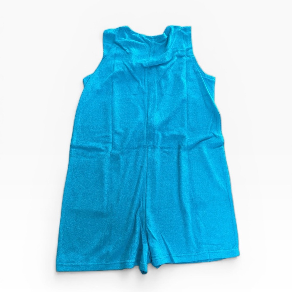 Vintage Granada Turquoise Terry Cloth Cover Up Sleeveless Zip Front Pockets Sz M - Picture 6 of 6